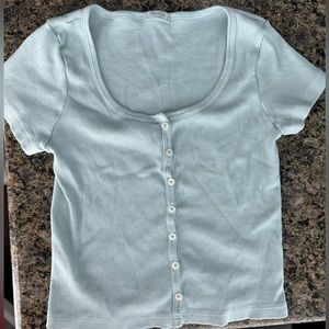John Galt teal Zella short sleeve top, one size
